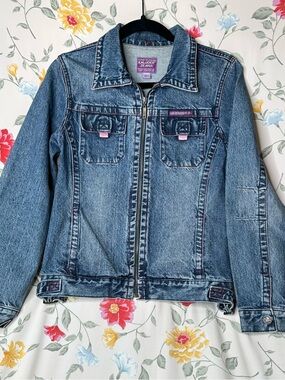 BUGLEBOYJEANCo. | Vintage | Kaluoer Blue/ Pink Denim Zip Jacket | Girls XL